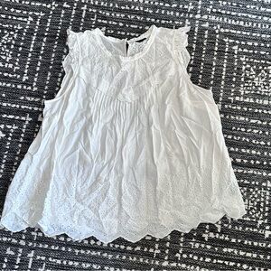 Torrid White Eyelet Ruffle Blouse Top Tunic 0/10-12 EUC